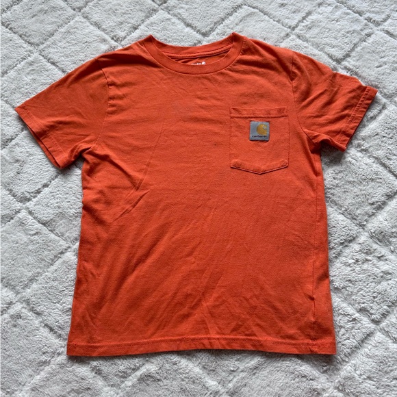 Carhartt |  Exotic Orange Heather Short-Sleeve Pocket T-Shirt | Size Small - Picture 2 of 9